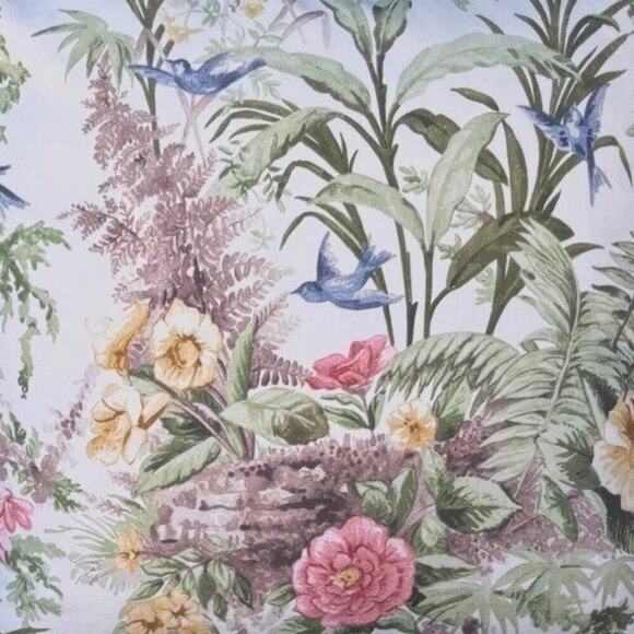 Pottery Barn Pillow Cover MARLENA 18"x18" EXOTIC BIRDS FLOWERS Floral Linen Bld - Picture 2 of 5